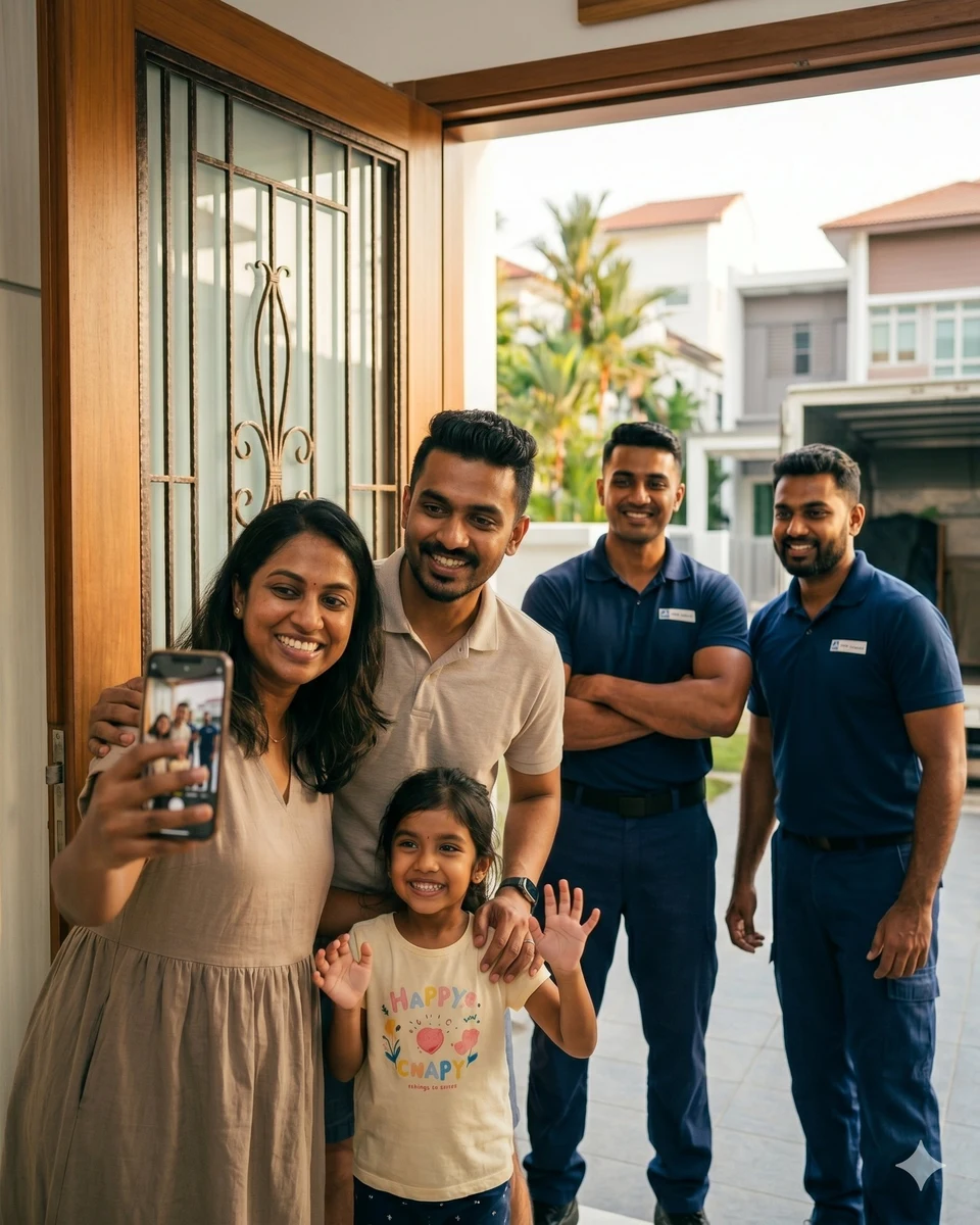 Sky Moving Services team with clients